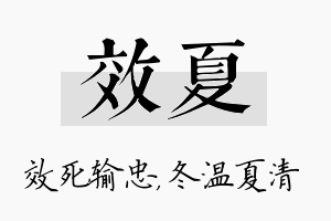 效夏名字的寓意及含义