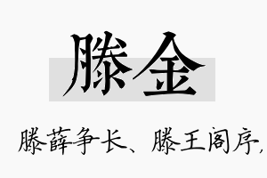 滕金名字的寓意及含义