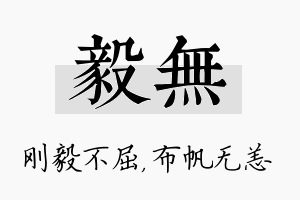 毅无名字的寓意及含义