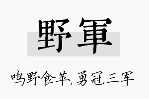 野军名字的寓意及含义