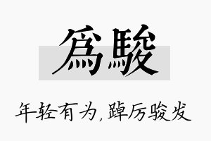 为骏名字的寓意及含义