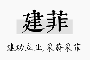 建菲名字的寓意及含义