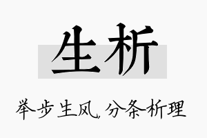 生析名字的寓意及含义