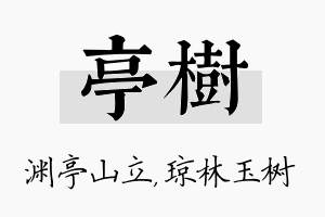 亭树名字的寓意及含义