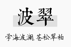 波翠名字的寓意及含义