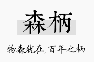 森柄名字的寓意及含义