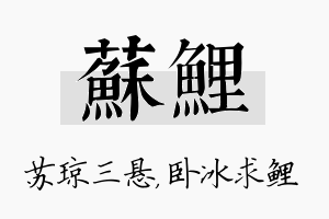 苏鲤名字的寓意及含义