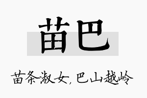 苗巴名字的寓意及含义