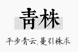 青株名字的寓意及含义