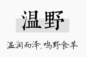 温野名字的寓意及含义