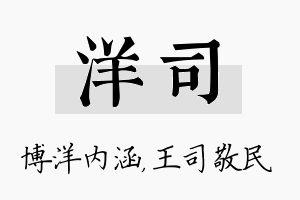 洋司名字的寓意及含义