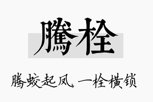 腾栓名字的寓意及含义