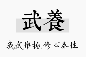 武养名字的寓意及含义