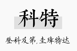 科特名字的寓意及含义