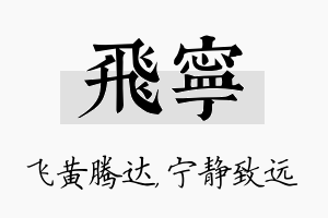 飞宁名字的寓意及含义