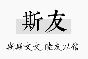 斯友名字的寓意及含义