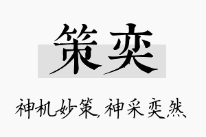 策奕名字的寓意及含义