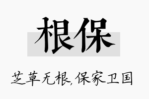 根保名字的寓意及含义