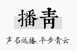 播青名字的寓意及含义