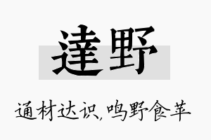 达野名字的寓意及含义