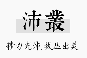 沛丛名字的寓意及含义