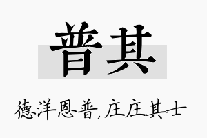 普其名字的寓意及含义