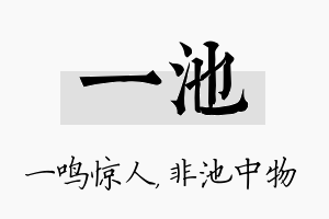 一池名字的寓意及含义