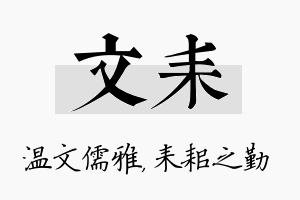 文耒名字的寓意及含义