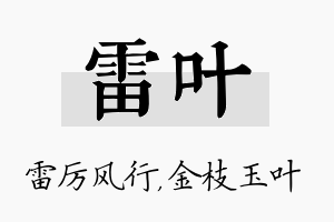 雷叶名字的寓意及含义