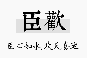 臣欢名字的寓意及含义