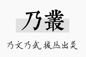 乃丛名字的寓意及含义