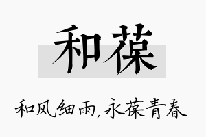 和葆名字的寓意及含义