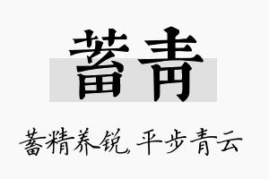 蓄青名字的寓意及含义