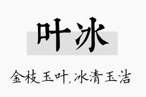 叶冰名字的寓意及含义