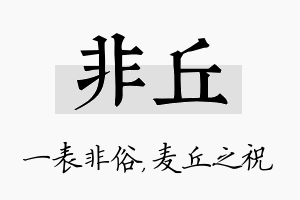 非丘名字的寓意及含义