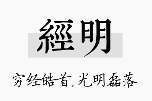 经明名字的寓意及含义