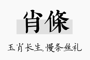 肖条名字的寓意及含义