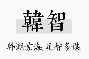 韩智名字的寓意及含义