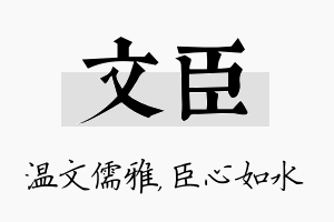 文臣名字的寓意及含义