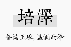 培泽名字的寓意及含义