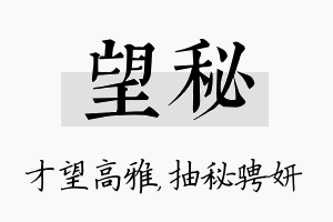 望秘名字的寓意及含义