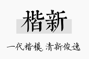 楷新名字的寓意及含义