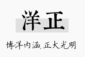 洋正名字的寓意及含义