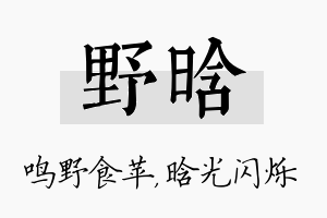 野晗名字的寓意及含义