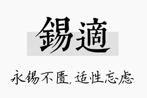 锡适名字的寓意及含义