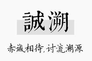 诚溯名字的寓意及含义