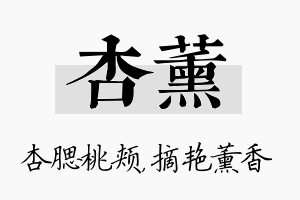 杏薰名字的寓意及含义