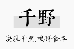 千野名字的寓意及含义