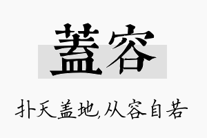 盖容名字的寓意及含义