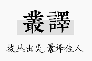 丛译名字的寓意及含义